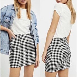 Free People Modern Femme Novelty Black and White Gingham Mini Skirt